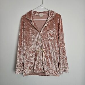 POL Clothing Size S Crushed Velvet Smoking Jacket Lounge Soft‎ Pink